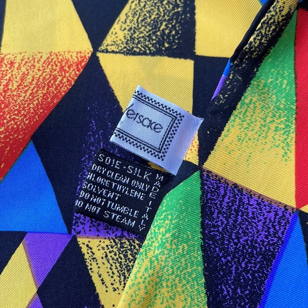 New vintage bright multicolored Gianni Versace silk double sided scarf